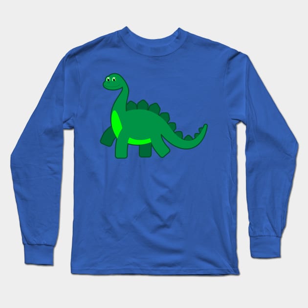 Adorable Long Neck Green Dinosaur Long Sleeve T-Shirt by deancoledesign